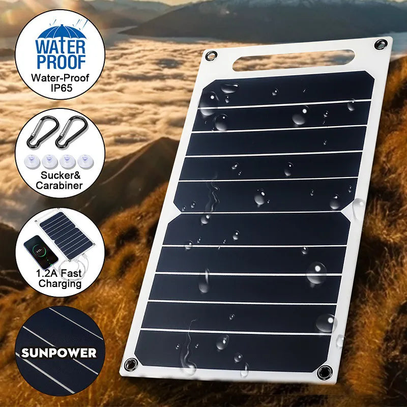 Wasserdichtes Solarpanel für den Außenbereich, 30 W, tragbare USB-Powerbank zum Wandern, Camping, Handy-Ladebank, 6,8 V