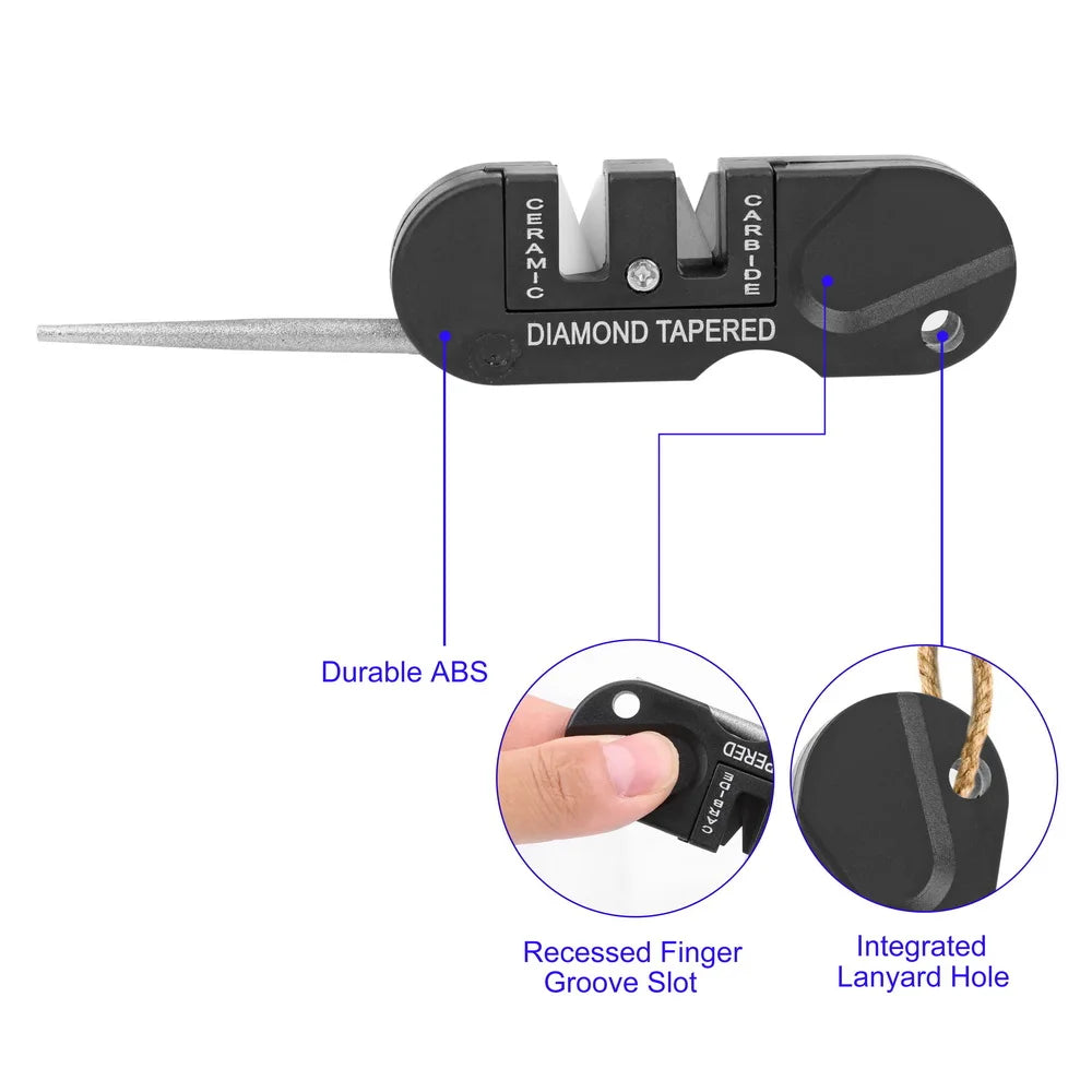 Afilador de cuchillos JUANLEIVA. Afilador multifunción plegable llavero de bolsillo herramienta de afilado de cuchillos supervivencia y camping